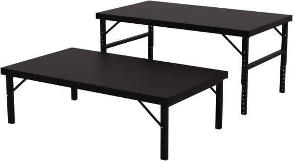 Valley Craft - 48 Wide x 84" Deep x 28" High, Steel Work Table - 14 Gauge Stainless Steel Top, Adjustable Height Legs, Gray - Apex Tool & Supply