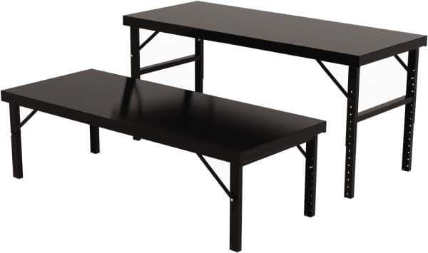 Valley Craft - 34 Wide x 84" Deep x 28" High, Steel Work Table - 14 Gauge Stainless Steel Top, Adjustable Height Legs, Gray - Apex Tool & Supply