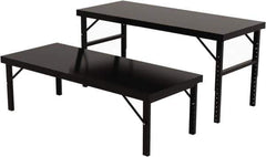 Valley Craft - 34 Wide x 84" Deep x 28" High, Steel Work Table - 14 Gauge Stainless Steel Top, Adjustable Height Legs, Gray - Apex Tool & Supply