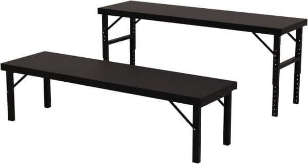 Valley Craft - 28 Wide x 96" Deep x 28" High, Steel Work Table - 14 Gauge Stainless Steel Top, Adjustable Height Legs, Gray - Apex Tool & Supply