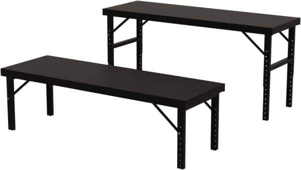 Valley Craft - 28 Wide x 84" Deep x 28" High, Steel Work Table - 14 Gauge Stainless Steel Top, Adjustable Height Legs, Gray - Apex Tool & Supply