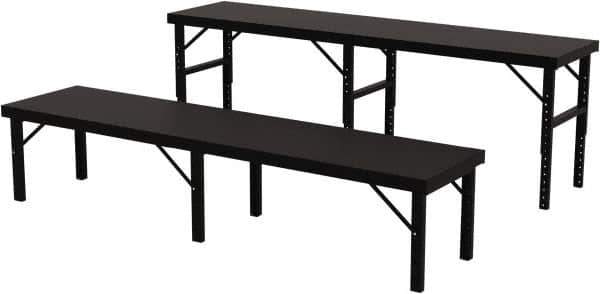 Valley Craft - 28 Wide x 120" Deep x 28" High, Steel Work Table - 14 Gauge Stainless Steel Top, Adjustable Height Legs, Gray - Apex Tool & Supply