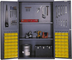 Valley Craft - 2 Shelf 64 Bin Pegboard Storage Cabinet - Steel, 48" Wide x 24" Deep x 78" High, Gray - Apex Tool & Supply