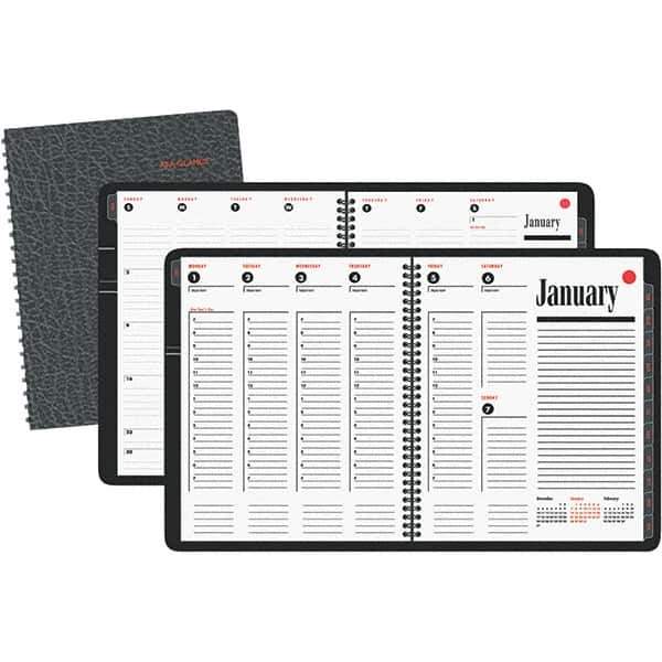 AT-A-GLANCE - 128 Sheet, 8-1/4 x 11", Weekly/Monthly Appointment Book - Black - Apex Tool & Supply