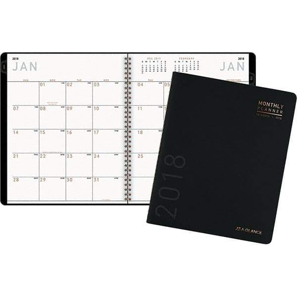 AT-A-GLANCE - 48 Sheet, 8-7/8 x 11", Monthly Planner - Black - Apex Tool & Supply