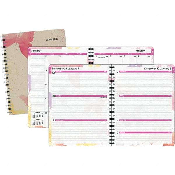AT-A-GLANCE - 128 Sheet, 8-1/2 x 11", Weekly/Monthly Planner - Watercolors - Apex Tool & Supply