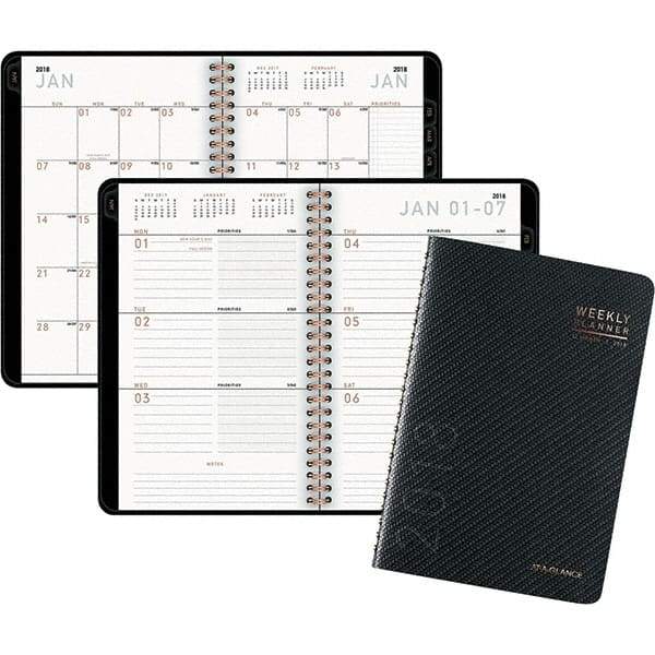 AT-A-GLANCE - 128 Sheet, 4-7/8 x 8", Weekly/Monthly Planner - Graphite - Apex Tool & Supply