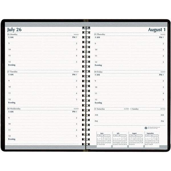 House of Doolittle - 104 Sheet, 5 x 8", Weekly Appointment Book - Black - Apex Tool & Supply