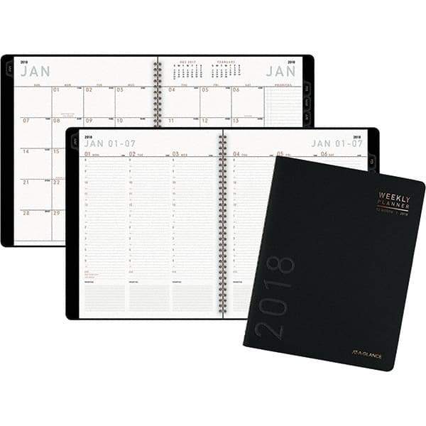 AT-A-GLANCE - 160 Sheet, 8-1/4 x 10-7/8", Weekly/Monthly Planner - Black - Apex Tool & Supply