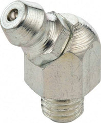 Umeta - 45° Head Angle, M8x1.25 Metric Stainless Steel Standard Grease Fitting - 9mm Hex, 23.5mm Overall Height, 5.5mm Shank Length - Apex Tool & Supply