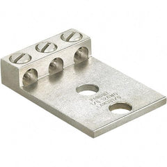 Panduit - 6 AWG Noninsulated Lug Connection Square Ring Terminal - 1/2" Stud, 4" OAL x 2.82" Wide, Tin Plated Aluminum Contact - Apex Tool & Supply