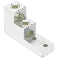 Panduit - 2 AWG Noninsulated Lug Connection Square Ring Terminal - 3/8" Stud, 4.91" OAL x 1-1/2" Wide, Tin Plated Aluminum Contact - Apex Tool & Supply