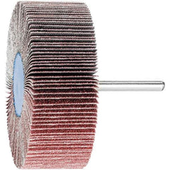 PFERD - 3" Diam x 1" Face Width, Aluminum Oxide Coated Mounted Flap Wheel - 1/4" Shank Mount, 80 Grit, 20,000 Max RPM - Apex Tool & Supply