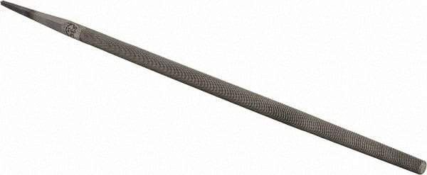 PFERD - 12" Long, Smooth Cut, Round American-Pattern File - Single Cut, 1/2" Overall Thickness, Tang - Apex Tool & Supply