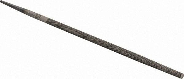 PFERD - 8" Long, Smooth Cut, Round American-Pattern File - Single Cut, 0.31" Overall Thickness, Tang - Apex Tool & Supply