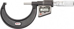 Starrett - 50.8 to 76 mm Range, 0.0001" Resolution, Standard Throat, Electronic Outside Micrometer - 0.0001" Accuracy, Friction Thimble, Micro Lapped Carbide Face, CR2450 Battery, Includes 3V Battery - Apex Tool & Supply