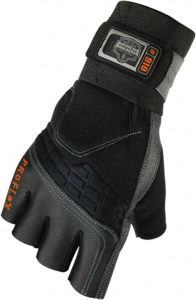Ergodyne - Size 2XL (10) General Protection Work Gloves - For Mechanic's & Lifting, Uncoated, Elastic Band Cuff, Half Fingered, Black, Paired - Apex Tool & Supply