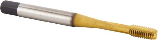 Kennametal - M6x1.00 Metric Coarse 6HX 4 Flute TiN Finish Powdered Metal Straight Flute Machine Tap - Modified Bottoming, Right Hand Thread, 80mm OAL, 10mm Thread Length, Oversize, Through Coolant - Exact Industrial Supply