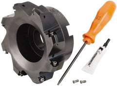 Kennametal - 5" Cut Diam, 1-1/2" Arbor Hole, 3.23mm Max Depth of Cut, 45° Indexable Chamfer & Angle Face Mill - 8 Inserts, HNGJ 0604... Insert, Right Hand Cut, 8 Flutes, Through Coolant, Series Dodeka Mini - Apex Tool & Supply