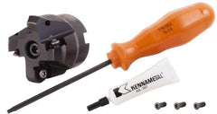 Kennametal - 1" Cut Diam, 1/2" Arbor Hole, 3.23mm Max Depth of Cut, 45° Indexable Chamfer & Angle Face Mill - 4 Inserts, HNGJ 0604... Insert, Right Hand Cut, 4 Flutes, Through Coolant, Series Dodeka Mini - Apex Tool & Supply