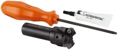 Kennametal - 45° Lead Angle, 33.58mm Max Cut Diam, 1" Min Cut Diam, 3.23mm Max Depth of Cut, Indexable Chamfer and Angle End Mill - 3 Inserts, HNGJ 0604ANENLD Insert Style, 83.31mm Overall Length, Through Coolant, Straight Shank - Apex Tool & Supply