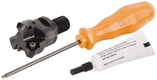 Kennametal - 45° Lead Angle, 39.93mm Max Cut Diam, 1-1/4" Min Cut Diam, 3.23mm Max Depth of Cut, Indexable Chamfer & Angle End Mill - 3 Inserts, HNGJ 0604ANENLD Insert Style, 62.61mm OAL, Through Coolant, Modular Connection - Apex Tool & Supply
