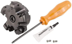 Kennametal - 5 Inserts, 3.245" Cutter Diam, 0.087" Max Depth of Cut, Indexable High-Feed Face Mill - 3/4" Arbor Hole Diam, 1.595" High, KSHR Toolholder, HNGJ 0905.. Inserts, Series Dodeka High-Feed - Apex Tool & Supply