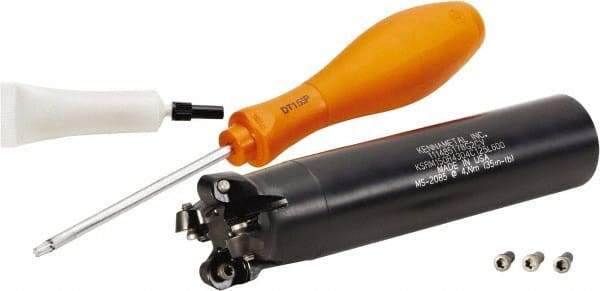 Kennametal - 1-1/2" Cutting Diam, 1-1/4" Shank Diam, 1-1/2" Max Depth of Cut, Straight Shank Indexable Copy End Mill - 4 Inserts, RP.T 43.. Insert, KSRM Toolholder, Through Coolant - Apex Tool & Supply
