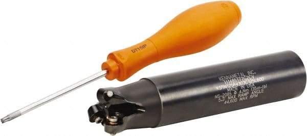 Kennametal - 1-1/4" Cutting Diam, 1-1/4" Shank Diam, 1-1/4" Max Depth of Cut, Straight Shank Indexable Copy End Mill - 3 Inserts, RP.T 43.. Insert, KSRM Toolholder, Through Coolant - Apex Tool & Supply