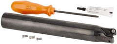 Kennametal - 1-1/4" Cutting Diam, 1-1/4" Shank Diam, 1-1/4" Max Depth of Cut, Straight Shank Indexable Copy End Mill - 2 Inserts, RN.J 1204M0.. Insert, KDR Toolholder, Through Coolant - Apex Tool & Supply