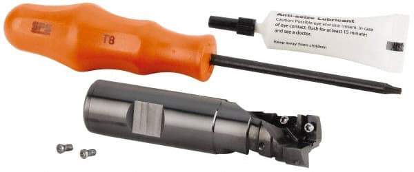 Kennametal - 20mm Cut Diam, 22mm Max Depth of Cut, 20mm Shank Diam, 130mm OAL, Indexable Square Shoulder Helical End Mill - GOMT 1003.., JOMT 1003.. Inserts, Cylindrical Shank, 0° Lead Angle, Series KDMR - Apex Tool & Supply