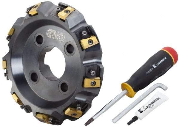 APT - Arbor Hole Connection, 0.485" Cutting Width, 1-7/8" Depth of Cut, 6" Cutter Diam, 1-1/2" Hole Diam, 12 Tooth Indexable Slotting Cutter - SM61 Toolholder, CTA 4 Insert, Neutral Cutting Direction - Apex Tool & Supply