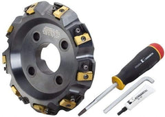 APT - Arbor Hole Connection, 0.485" Cutting Width, 1-7/8" Depth of Cut, 6" Cutter Diam, 1-1/2" Hole Diam, 12 Tooth Indexable Slotting Cutter - SM61 Toolholder, CTA 4 Insert, Neutral Cutting Direction - Apex Tool & Supply