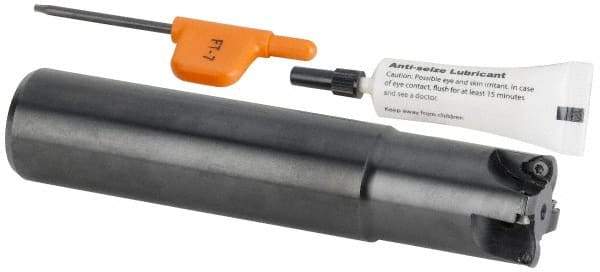 Kennametal - 25mm Cut Diam, 0.04" Max Depth, M12 Modular Connection Indexable High-Feed Helical End Mill - Screw Holding Method, WP..0302.. Insert, Through Coolant - Apex Tool & Supply