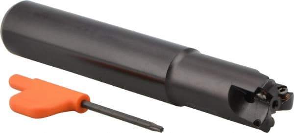 Kennametal - 3/4" Cut Diam, 0.04" Max Depth, 3/4" Shank Diam, Cylindrical Shank Indexable High-Feed Helical End Mill - Screw Holding Method, WP..0302.. Insert, KF Toolholder, Through Coolant - Apex Tool & Supply