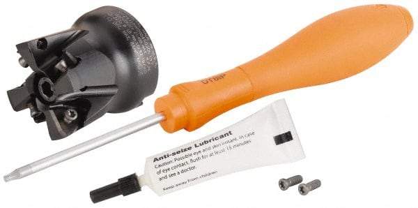 Kennametal - 4 Inserts, 1.5743" Cutter Diam, 0.059" Max Depth of Cut, Indexable High-Feed Face Mill - 0.867" Arbor Hole Diam, 1.575" High, KF2X Toolholder, WOEJ 0905.. Inserts, Series KenFeed 2X - Apex Tool & Supply