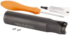 Kennametal - 1-1/4" Cut Diam, 0.059" Max Depth, 1-1/4" Shank Diam, Cylindrical Shank Indexable High-Feed Helical End Mill - Screw Holding Method, WOEJ090512.. Insert, KF2X Toolholder, Through Coolant - Apex Tool & Supply