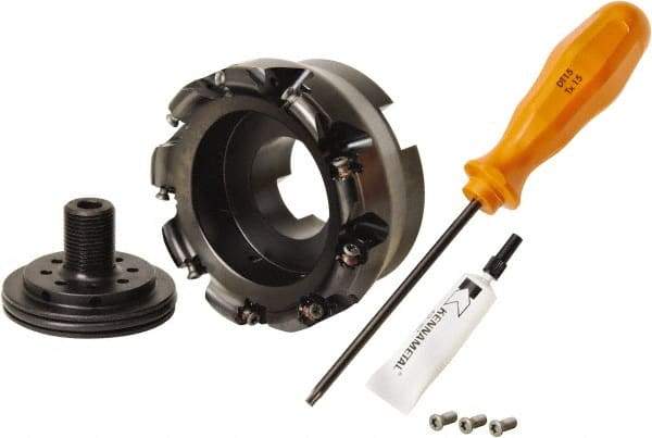 Kennametal - 100mm Cut Diam, 3mm Max Depth, 32mm Arbor Hole, 9 Inserts, RN.J 1204... Insert Style, Indexable Copy Face Mill - KDR Cutter Style, 22,150 Max RPM, 50mm High, Through Coolant, Series Rodeka - Apex Tool & Supply