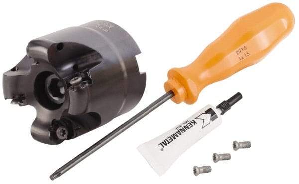 Kennametal - 50mm Cut Diam, 3mm Max Depth, 22mm Arbor Hole, 4 Inserts, RN.J 1204... Insert Style, Indexable Copy Face Mill - KDR Cutter Style, 31,330 Max RPM, 40mm High, Through Coolant, Series Rodeka - Apex Tool & Supply