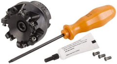 Kennametal - 63mm Cut Diam, 3mm Max Depth, 22mm Arbor Hole, 7 Inserts, RN.J 1204... Insert Style, Indexable Copy Face Mill - KDR Cutter Style, 27,910 Max RPM, 50mm High, Through Coolant, Series Rodeka - Apex Tool & Supply