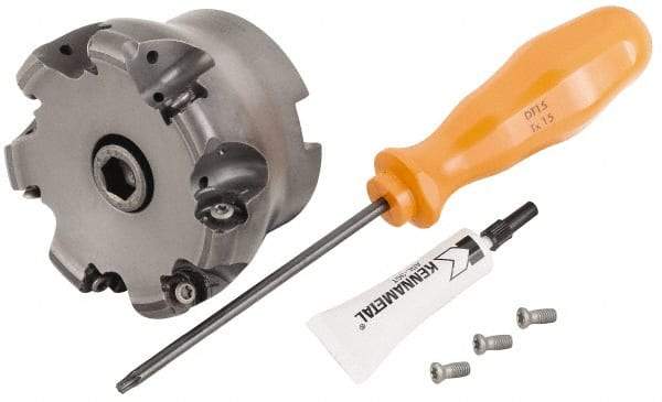 Kennametal - 80mm Cut Diam, 6mm Max Depth, 27mm Arbor Hole, 7 Inserts, RN.J 1204... Insert Style, Indexable Copy Face Mill - KDR Cutter Style, 50mm High, Through Coolant, Series Rodeka - Apex Tool & Supply