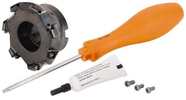 Kennametal - 101.6mm Cut Diam, 6mm Max Depth, 1-1/4" Arbor Hole, 7 Inserts, RP.T 1204... Insert Style, Indexable Copy Face Mill - BMD400 Cutter Style, 23,800 Max RPM, 2 High, Through Coolant, Series KSRM - Apex Tool & Supply