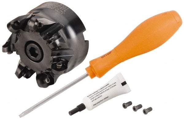 Kennametal - 80mm Cut Diam, 8mm Max Depth, 27mm Arbor Hole, 7 Inserts, RP.T 1605... Insert Style, Indexable Copy Face Mill - 19,200 Max RPM, 50mm High, Through Coolant, Series KSRM - Apex Tool & Supply