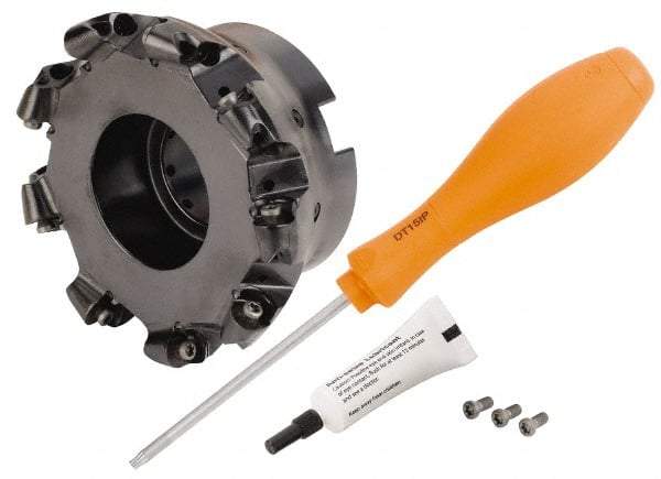 Kennametal - 101.6mm Cut Diam, 6mm Max Depth, 1-1/4" Arbor Hole, 9 Inserts, RP.T 1204... Insert Style, Indexable Copy Face Mill - BMD400 Cutter Style, 23,800 Max RPM, 2 High, Through Coolant, Series KSRM - Apex Tool & Supply