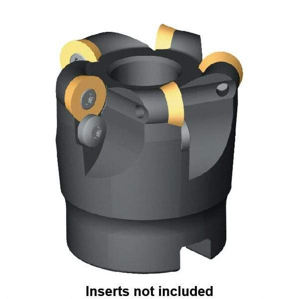 Kennametal - 40mm Cut Diam, 6mm Max Depth, 16mm Arbor Hole, 4 Inserts, RD.X 12T3... Insert Style, Indexable Copy Face Mill - 45mm High, Series KDM - Apex Tool & Supply