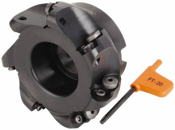 Kennametal - 100mm Cut Diam, 8mm Max Depth, 32mm Arbor Hole, 7 Inserts, RD.X 1604... Insert Style, Indexable Copy Face Mill - 55mm High, Series KDM - Apex Tool & Supply