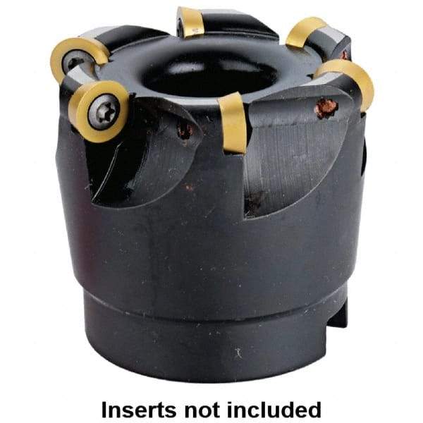 Kennametal - 50mm Cut Diam, 5mm Max Depth, 22mm Arbor Hole, 6 Inserts, RD.. 1003... Insert Style, Indexable Copy Face Mill - 50mm High, Series KDM - Apex Tool & Supply
