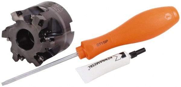 Kennametal - 63mm Cut Diam, 22mm Arbor Hole, 3mm Max Depth of Cut, Indexable Chamfer & Angle Face Mill - 6 Inserts, SD.T 1204... Insert, Right Hand Cut, 6 Flutes, Through Coolant, Series Z-Axis Mills - Apex Tool & Supply