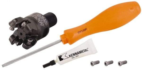 Kennametal - 1-1/2" Cutting Diam, 1-1/2" Max Depth of Cut, Modular Connection Indexable Copy End Mill - 3 Inserts, RP.T 43.. Insert, KSRM Toolholder, Through Coolant - Apex Tool & Supply