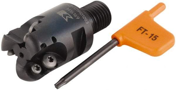 Kennametal - 31.75mm Cutting Diam, 1-1/4" Max Depth of Cut, Modular Connection Indexable Copy End Mill - 3 Inserts, RDHX 12T3M0S Insert, KDM Toolholder - Apex Tool & Supply
